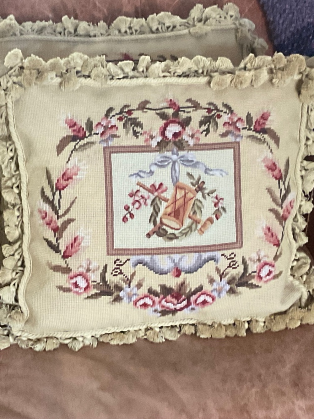 Hand embroidered wool pillow covers.  4 different patterns available